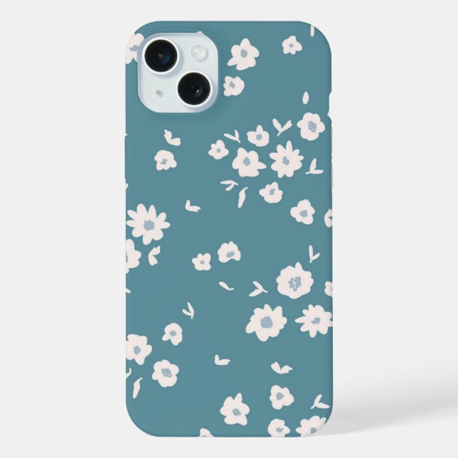Groovy Boho Blue Flowers Floral Patterns iPhone Case (Back)