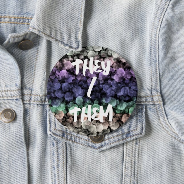 Groovy Boho Bubbles Eclectic Uingender Pride Flag 4 Inch Round Button (In Situ)