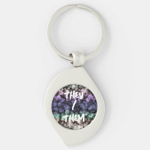 Groovy Boho Bubbles Eclectic Uingender Pride Flag Keychain