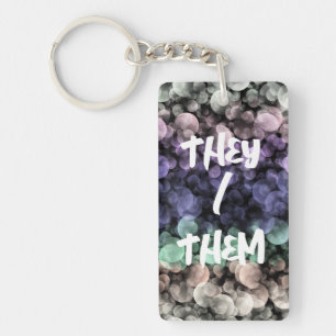 Groovy Boho Bubbles Eclectic Uingender Pride Flag Keychain