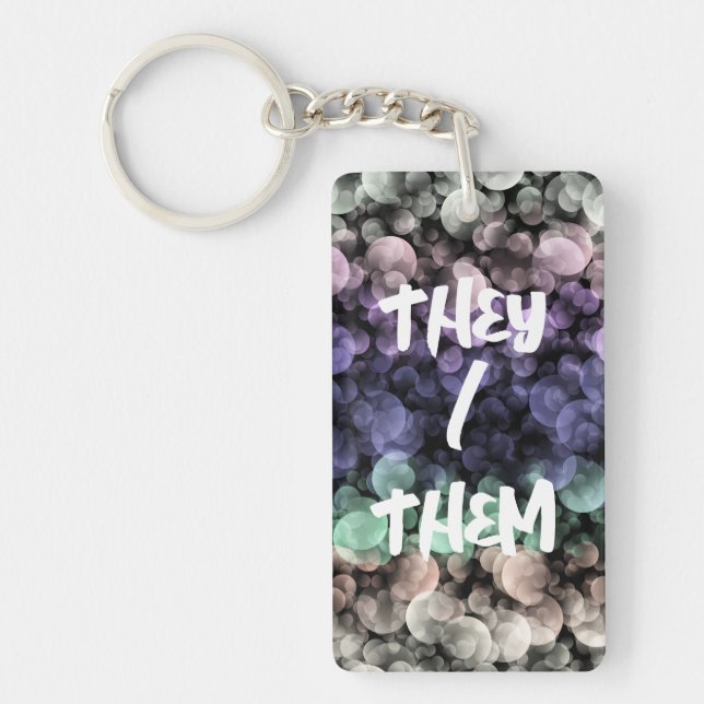 Groovy Boho Bubbles Eclectic Uingender Pride Flag Keychain (Front)