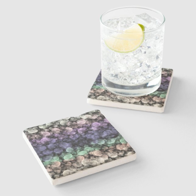 Groovy Boho Bubbles Eclectic Uingender Pride Flag Stone Coaster (Side)