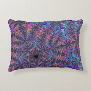 Groovy Boho Colourful Jewel Tone Fractal Art Accent Pillow