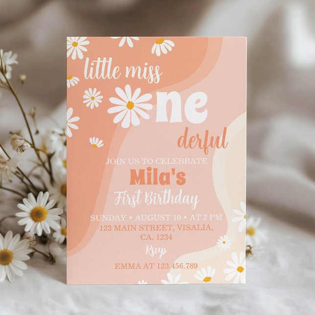Groovy Boho Daisy 1st Birthday Invitation (Creator Uploaded)
