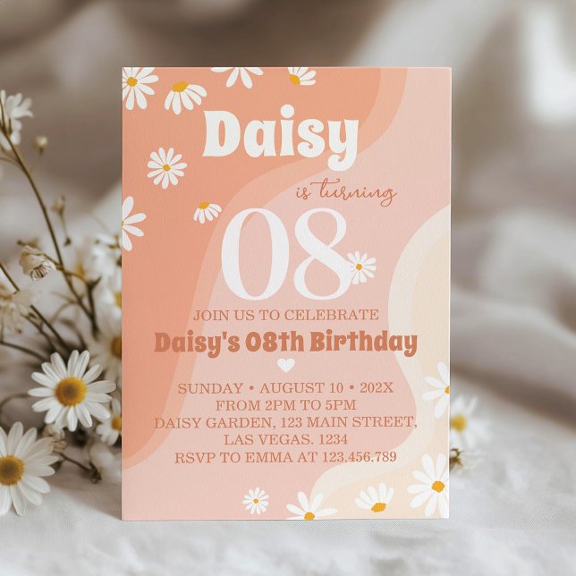 Groovy Boho Daisy Birthday Invitation Any Age (Creator Uploaded)