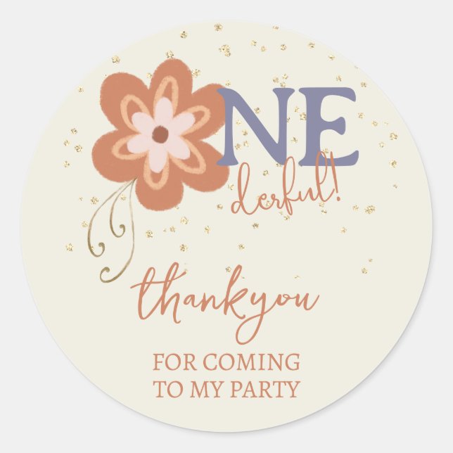 Groovy Boho Daisy Thankyou for Coming Sticker (Front)