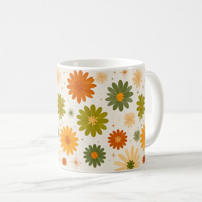 Groovy Boho Flower Power Ceramic Cup (Front Right)