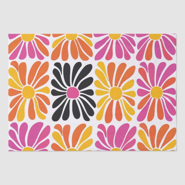 Groovy Boho Flowers Tissue Paper (Front)