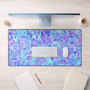 Groovy Boho Funky Quirky Abstract Blob Mosaic Desk Mat