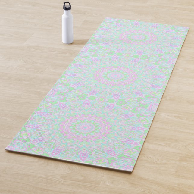 Groovy Boho Hippie Colourful Funky Pastel Mandala Yoga Mat (In Situ)