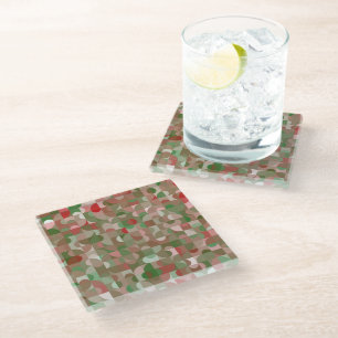 Groovy Boho Mod Retro Geometric Christmas Glass Coaster