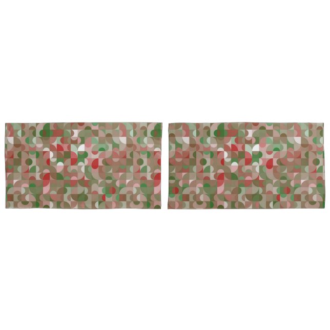 Groovy Boho Mod Retro Geometric Christmas Pillowcase (Front-Set)
