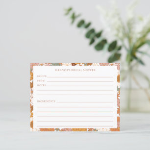 Groovy Boho Orange Wildflower Shower Recipe Card