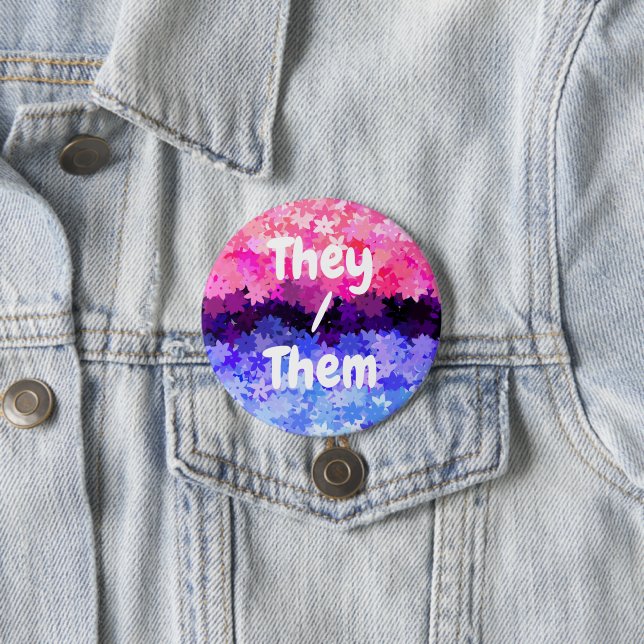 Groovy Boho Quirky Retro Floral Omnisexual Pride 3 Inch Round Button (In Situ)