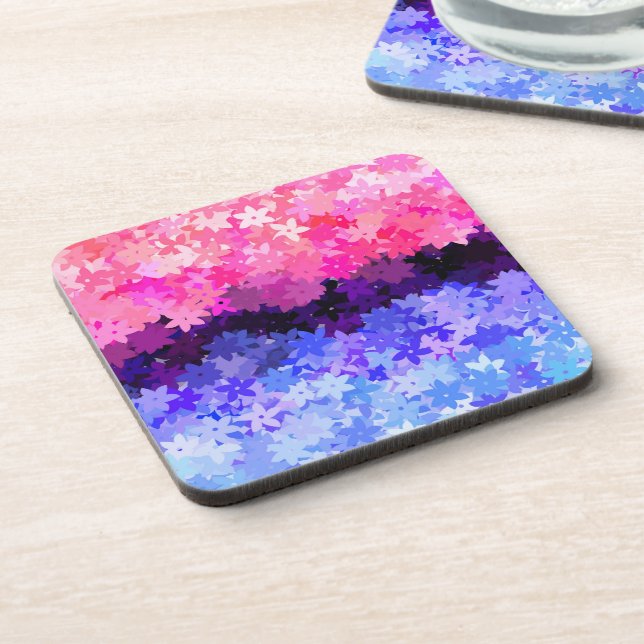 Groovy Boho Quirky Retro Floral Omnisexual Pride Coaster (Left Side)