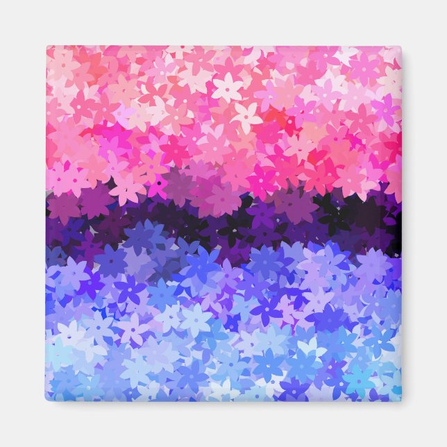 Groovy Boho Quirky Retro Floral Omnisexual Pride Magnet (Front)