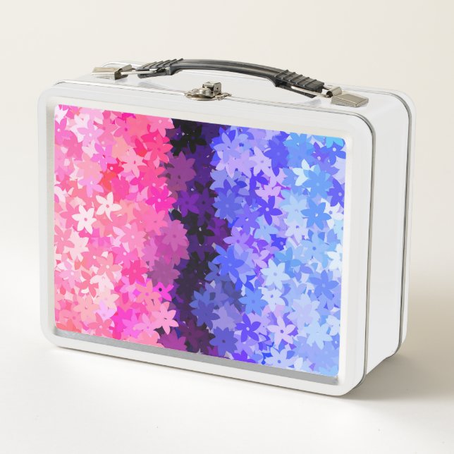Groovy Boho Quirky Retro Floral Omnisexual Pride Metal Lunch Box (Front)