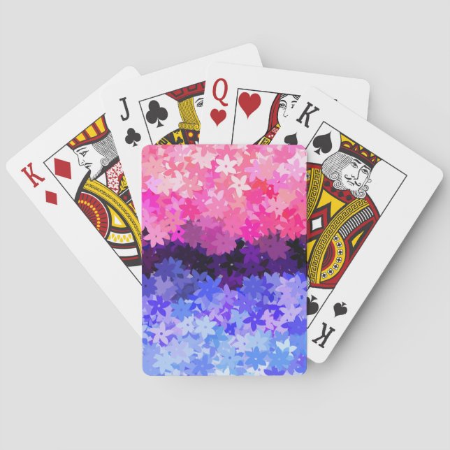 Groovy Boho Quirky Retro Floral Omnisexual Pride Playing Cards (Back)