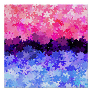 Groovy Boho Quirky Retro Floral Omnisexual Pride Poster