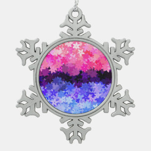 Groovy Boho Quirky Retro Floral Omnisexual Pride Snowflake Pewter Christmas Ornament