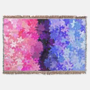 Groovy Boho Quirky Retro Floral Omnisexual Pride Throw Blanket