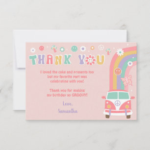 Groovy Boho Retro Hippie Thank You Notes Cards
