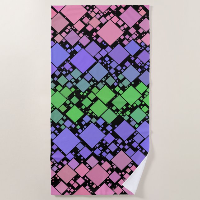 Groovy Boho Retro Mod Geometric Trigender Pride Beach Towel (Front)