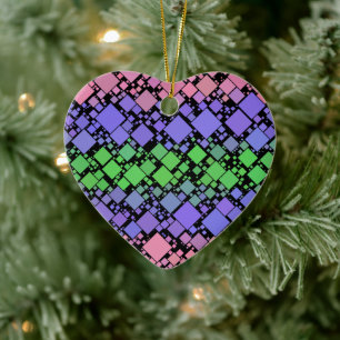 Groovy Boho Retro Mod Geometric Trigender Pride Ceramic Ornament