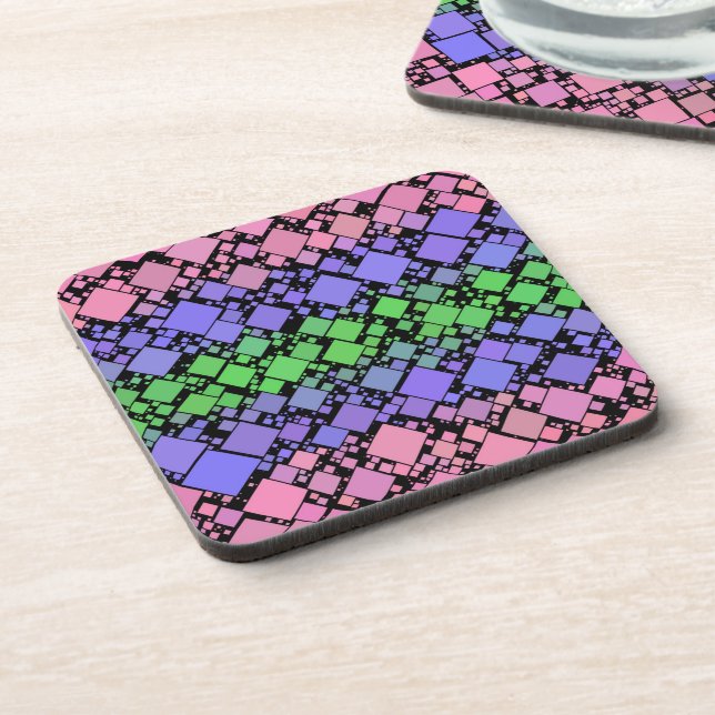 Groovy Boho Retro Mod Geometric Trigender Pride Coaster (Left Side)