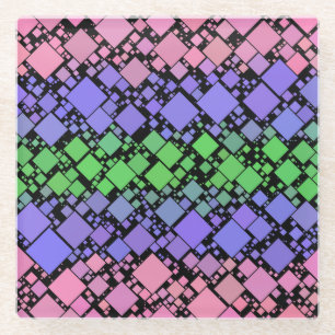 Groovy Boho Retro Mod Geometric Trigender Pride Glass Coaster