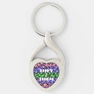 Groovy Boho Retro Mod Geometric Trigender Pride Keychain