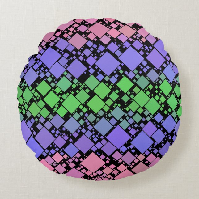 Groovy Boho Retro Mod Geometric Trigender Pride Round Pillow (Front)