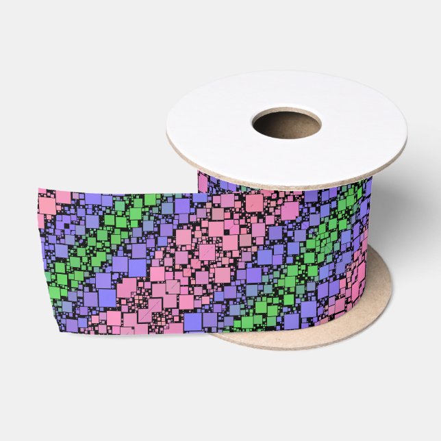 Groovy Boho Retro Mod Geometric Trigender Pride Satin Ribbon (Spool)