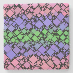 Groovy Boho Retro Mod Geometric Trigender Pride Stone Coaster