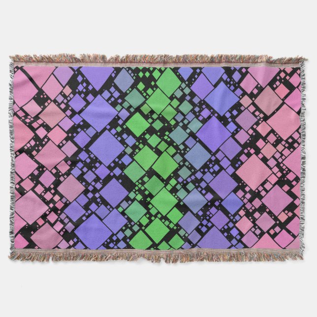 Groovy Boho Retro Mod Geometric Trigender Pride Throw Blanket (Front)
