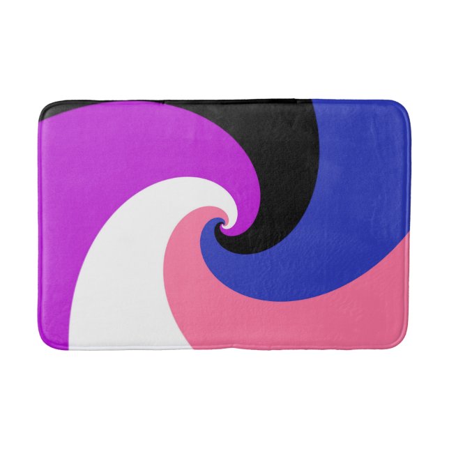 Groovy Boho Spiral Abstract Genderfluid Pride Flag Bath Mat (Front)