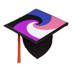 Groovy Boho Spiral Abstract Genderfluid Pride Flag Graduation Cap Topper