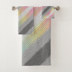 Groovy Boho Trippy Abstract Demifluid Pride Flag Bath Towel Set