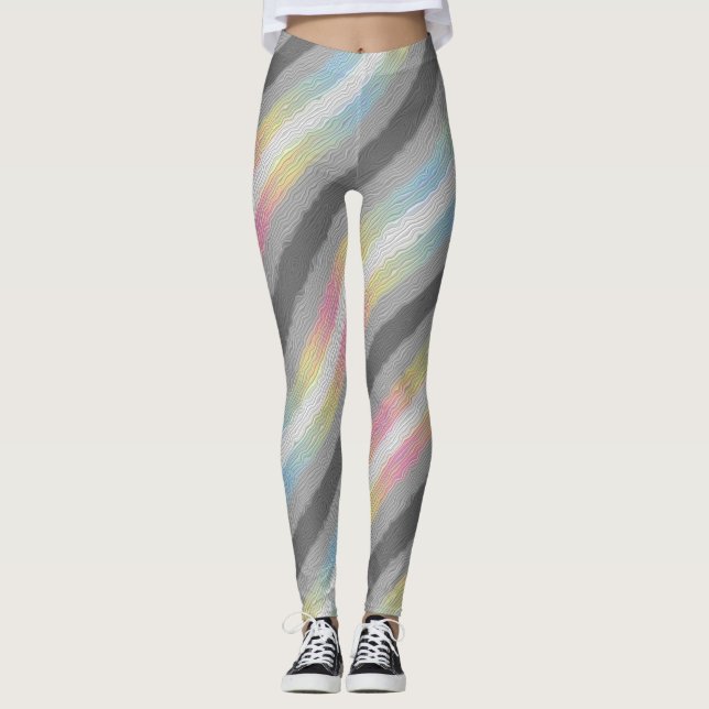 Groovy Boho Trippy Abstract Demifluid Pride Flag Leggings (Front)