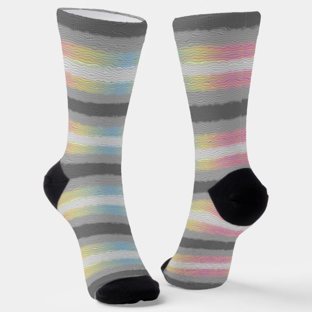 Groovy Boho Trippy Abstract Demifluid Pride Flag Socks (Angled)