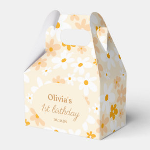 Groovy Boho Yellow daisy Birthday Party Favor Box
