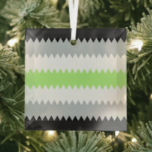 Groovy Boho ZigZag Abstract Agender Pride Flag Glass Ornament