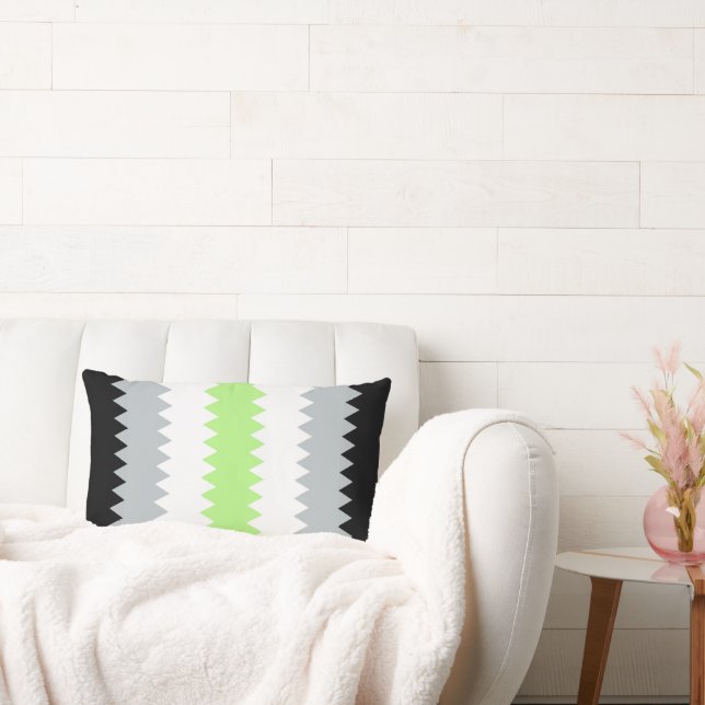 Groovy Boho ZigZag Abstract Agender Pride Flag Lumbar Pillow (Couch)