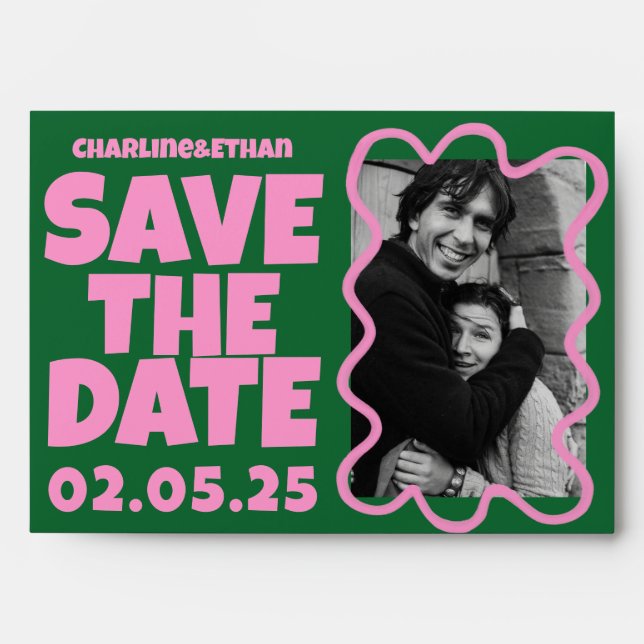 Groovy Bold Green Pink Red Funky  Envelope (Front)