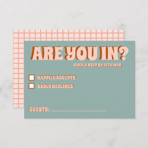 Groovy Bold Green Pink  Red Funky RSVP  Card