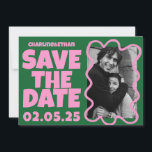 Groovy Bold Green Pink Red Funky  Save The Date<br><div class="desc">Groovy Bold Green Pink Red Funky Save the Date</div>
