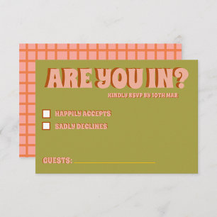 Groovy Bold Green Yellow Red Funky RSVP  Card