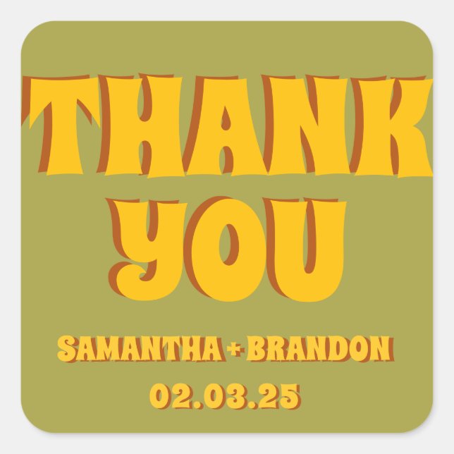 Groovy Bold Green Yellow Red Funky  Square Sticker (Front)