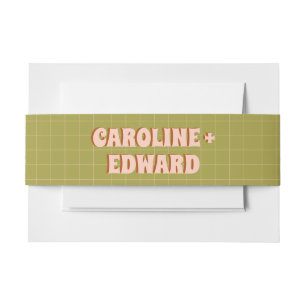 Groovy Bold Green Yellow Red Funky Wedding Invitation Belly Band