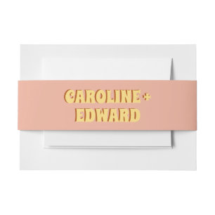 Groovy Bold Green Yellow Red Funky Wedding Invitation Belly Band